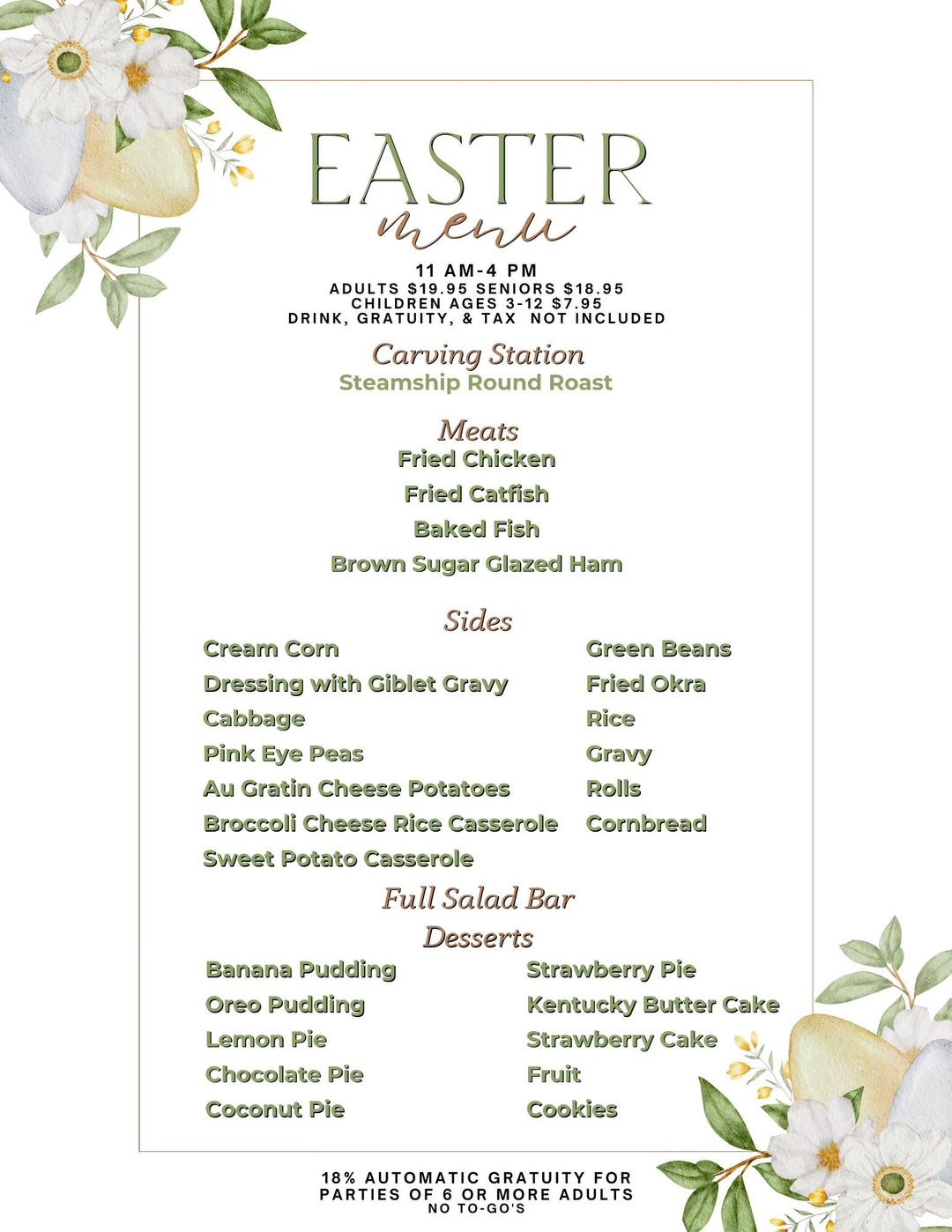 Easter Buffet –  Cypress Point Resort